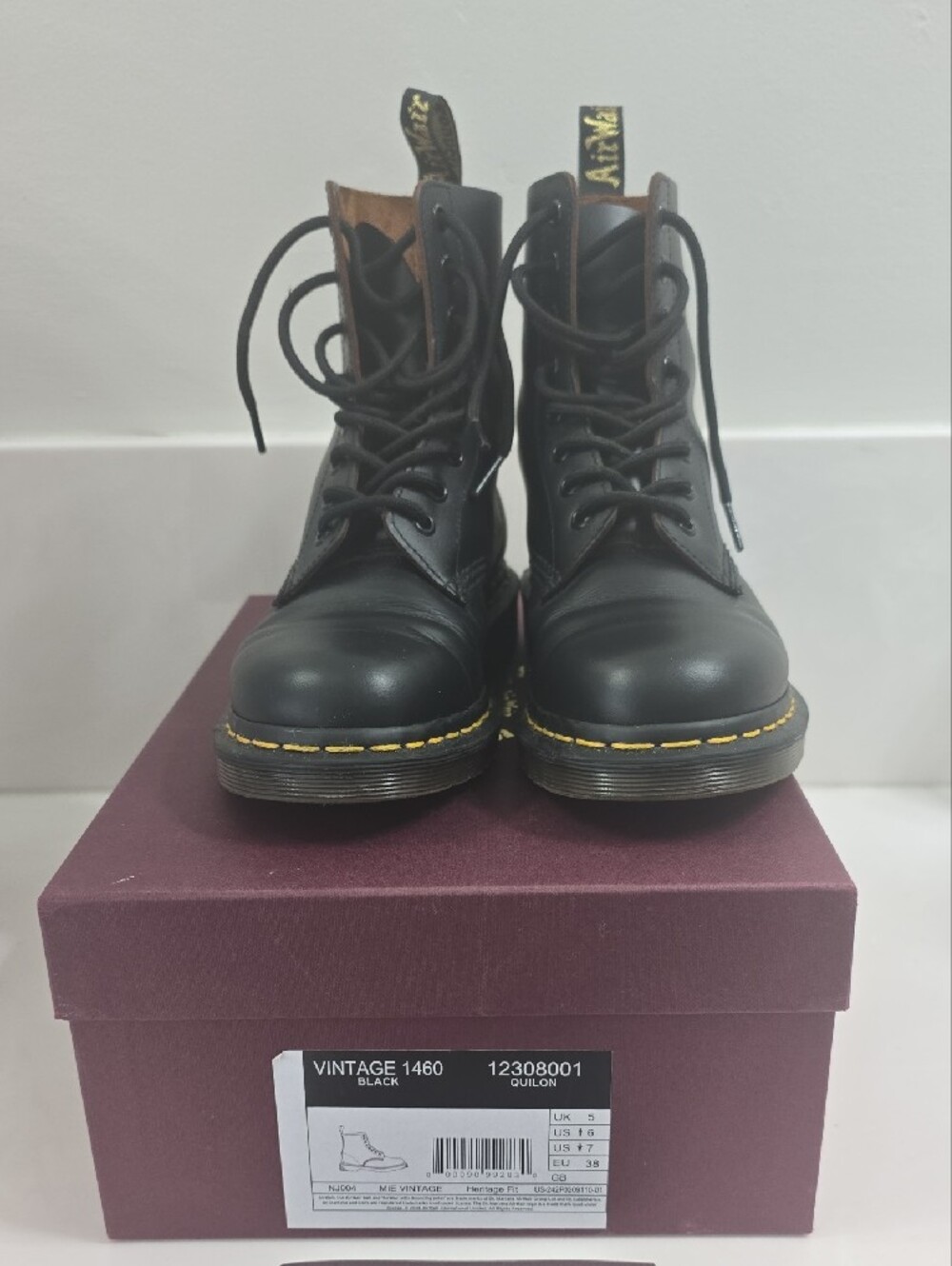 MIE Dr. Martens Made In England Vintage 1460 Quilon Boots UK 5 - Picture 2 of 16
